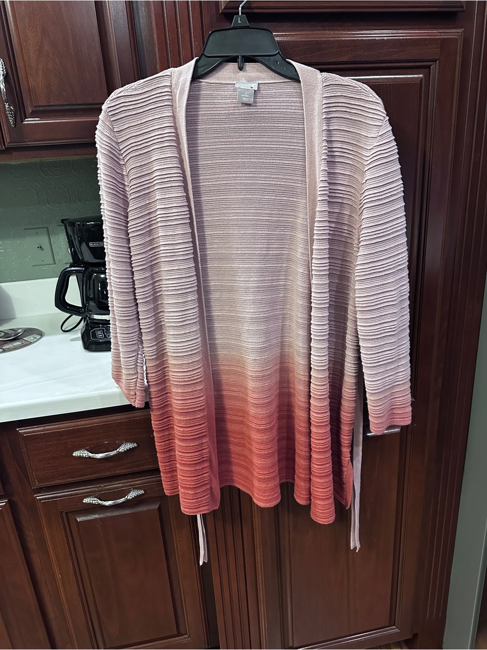 Chico's Light Pink to Coral Ombre Open-Front Women’s Cardigan Sweater